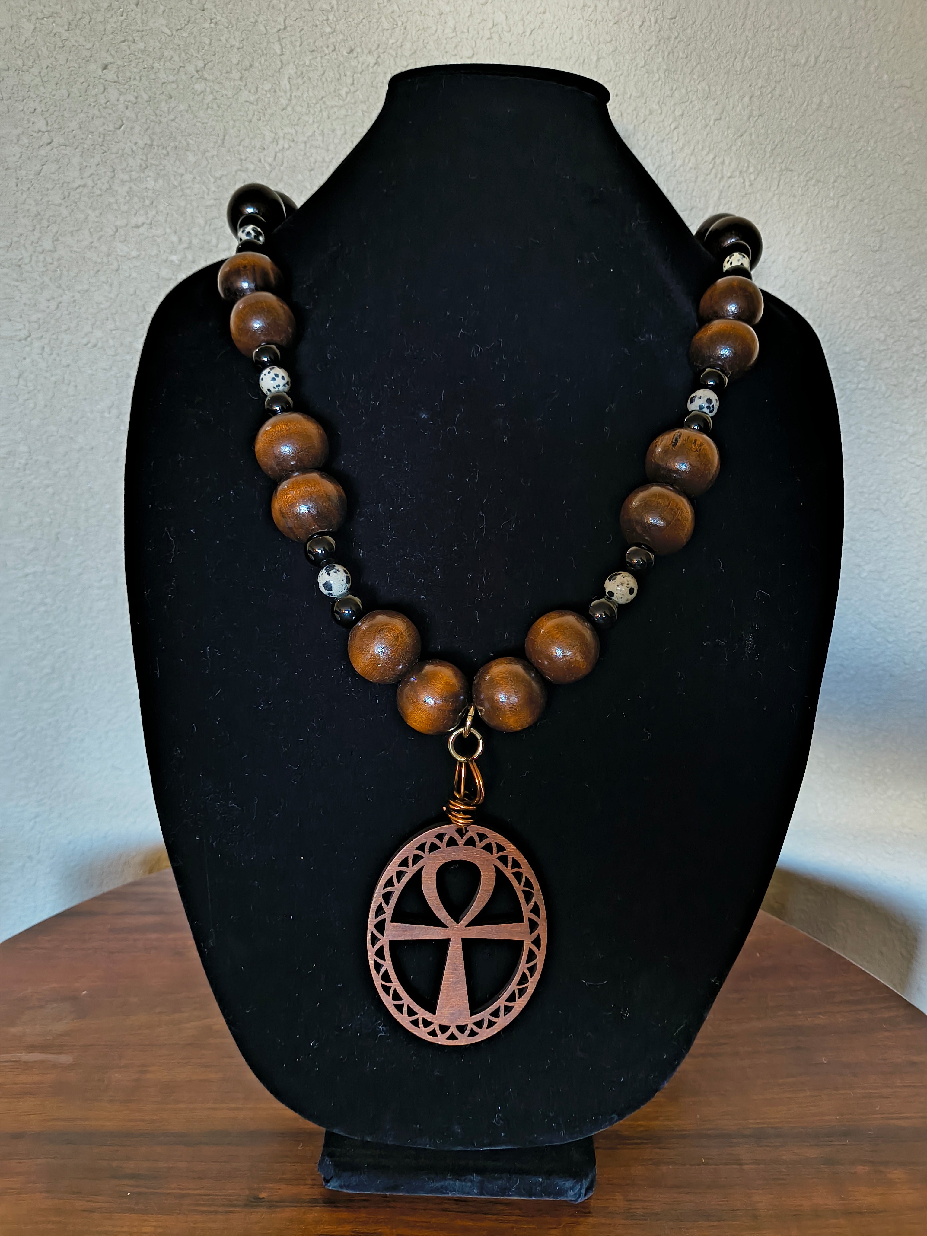 Wooden bead necklace