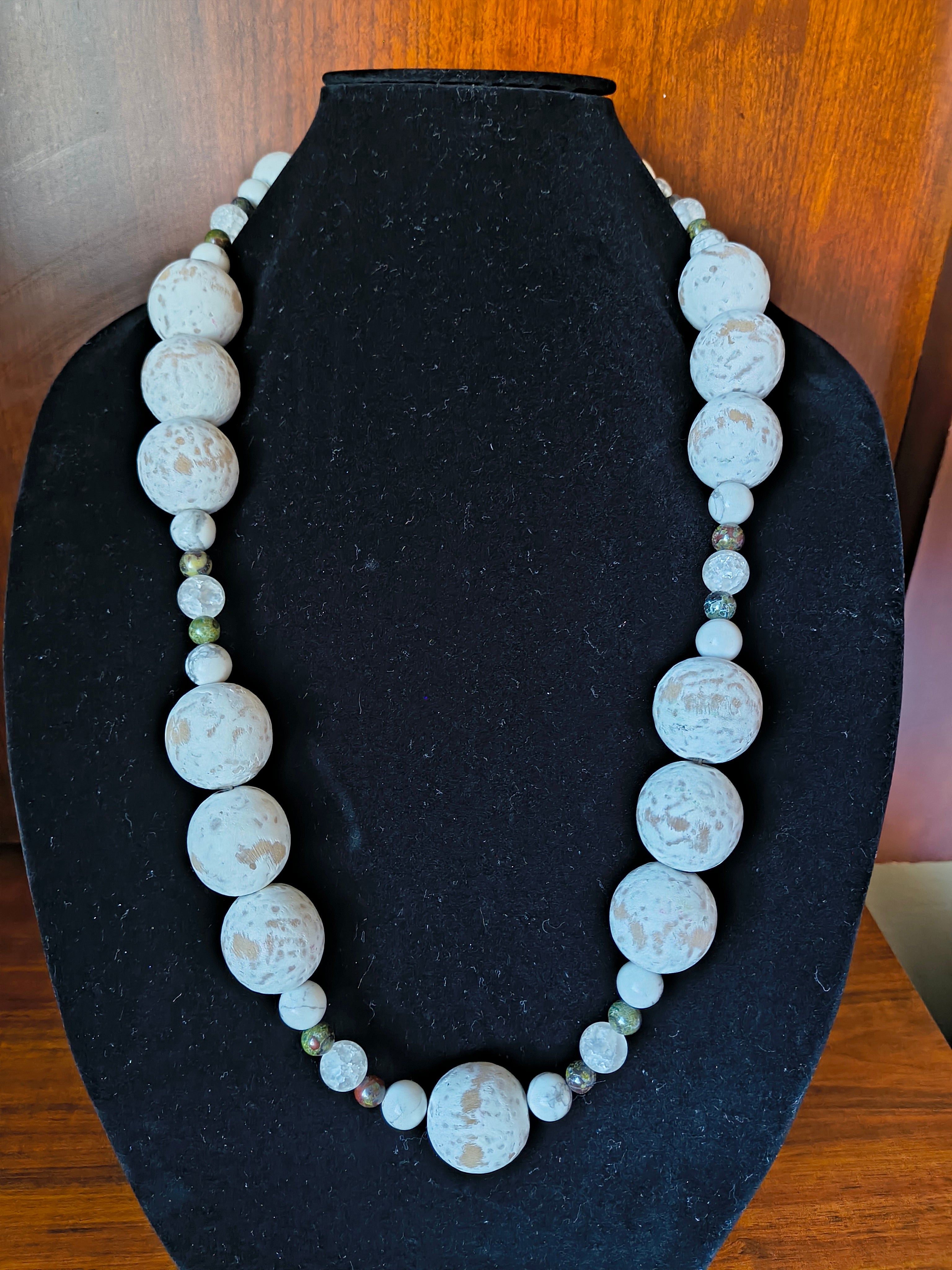 White wooden necklace