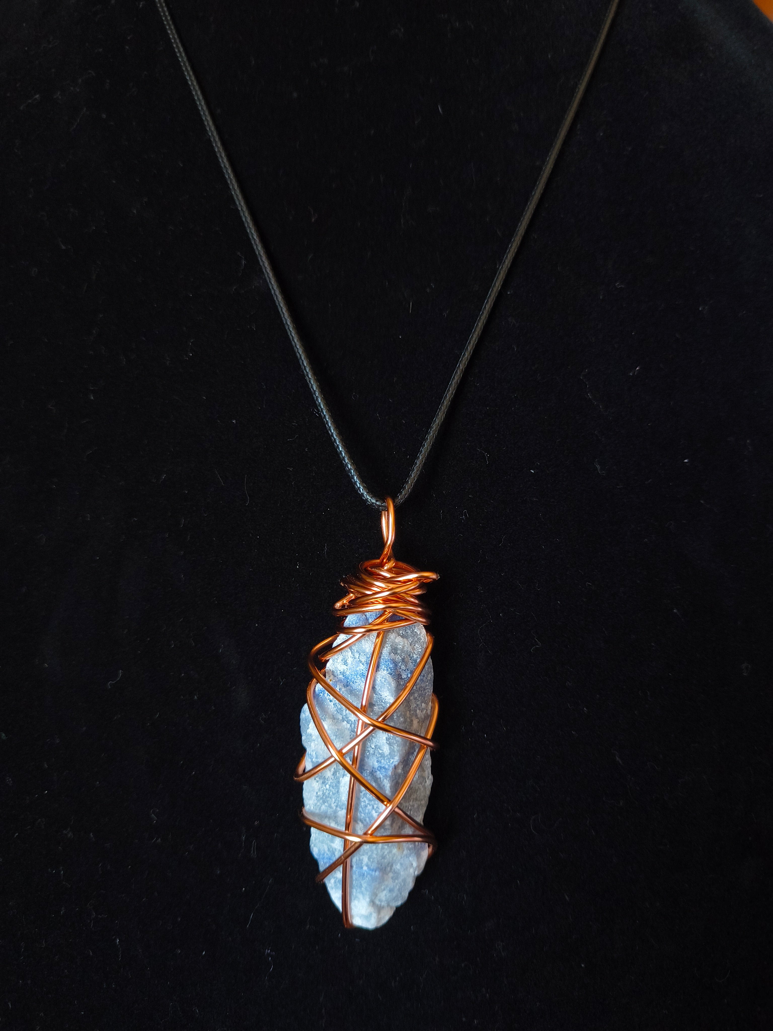 Raw blue aventurine crystal necklace