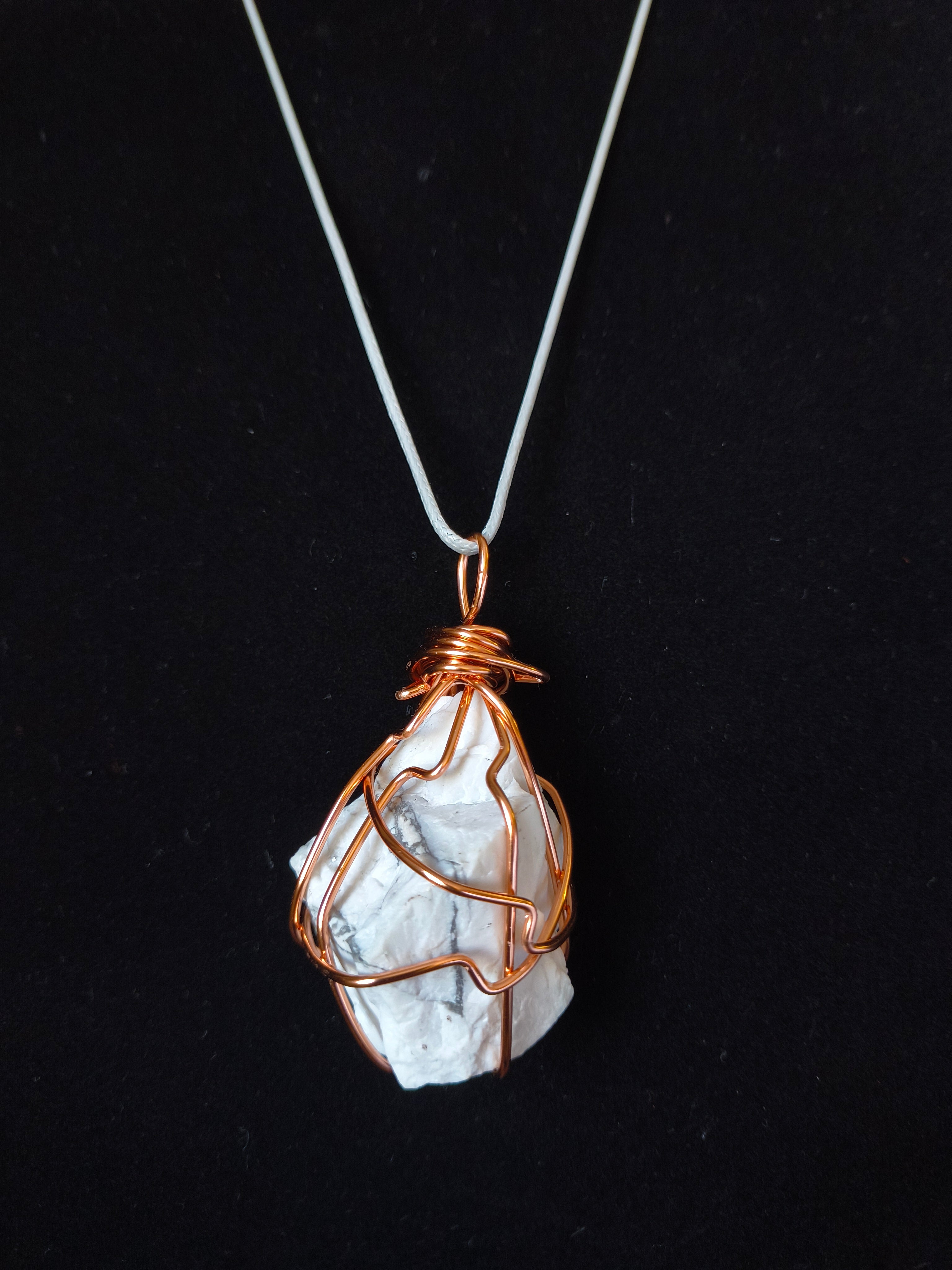 Raw white howlite necklace