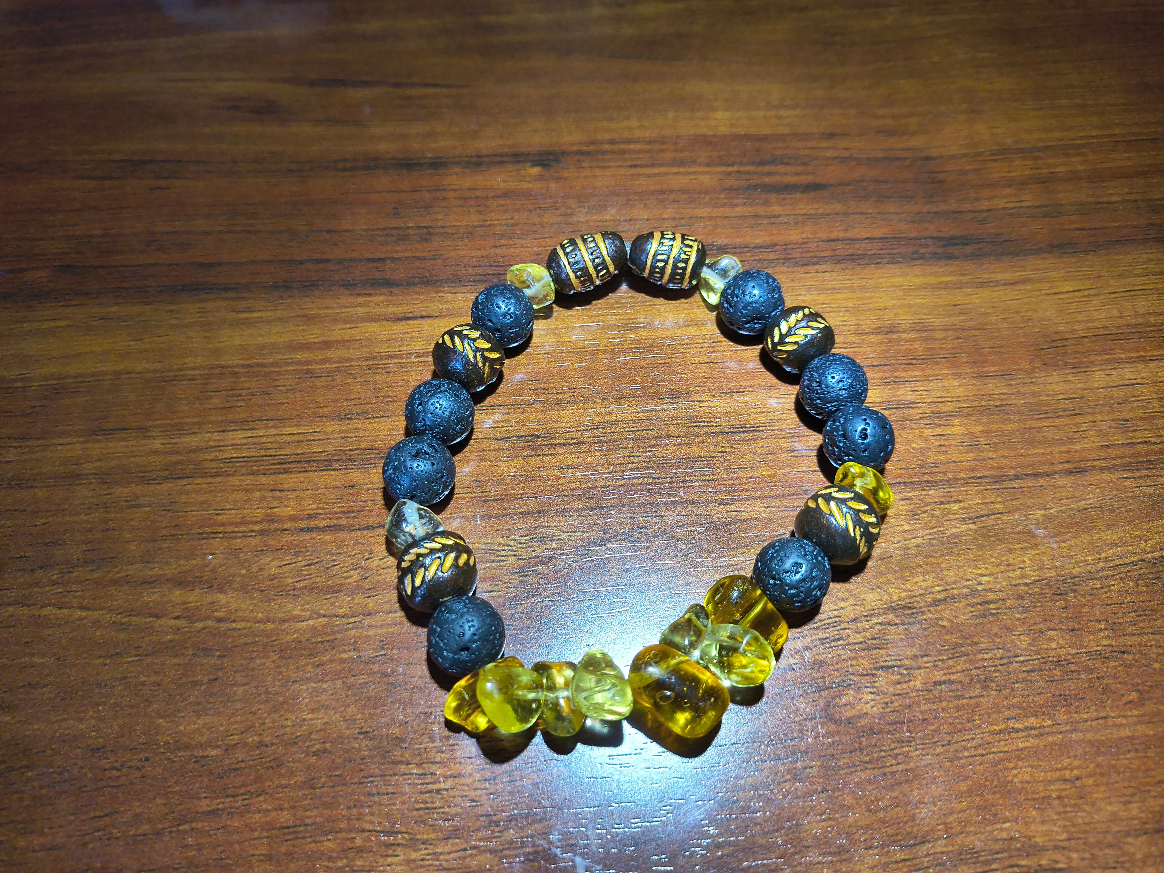 Lava stone and clay bead bracelet