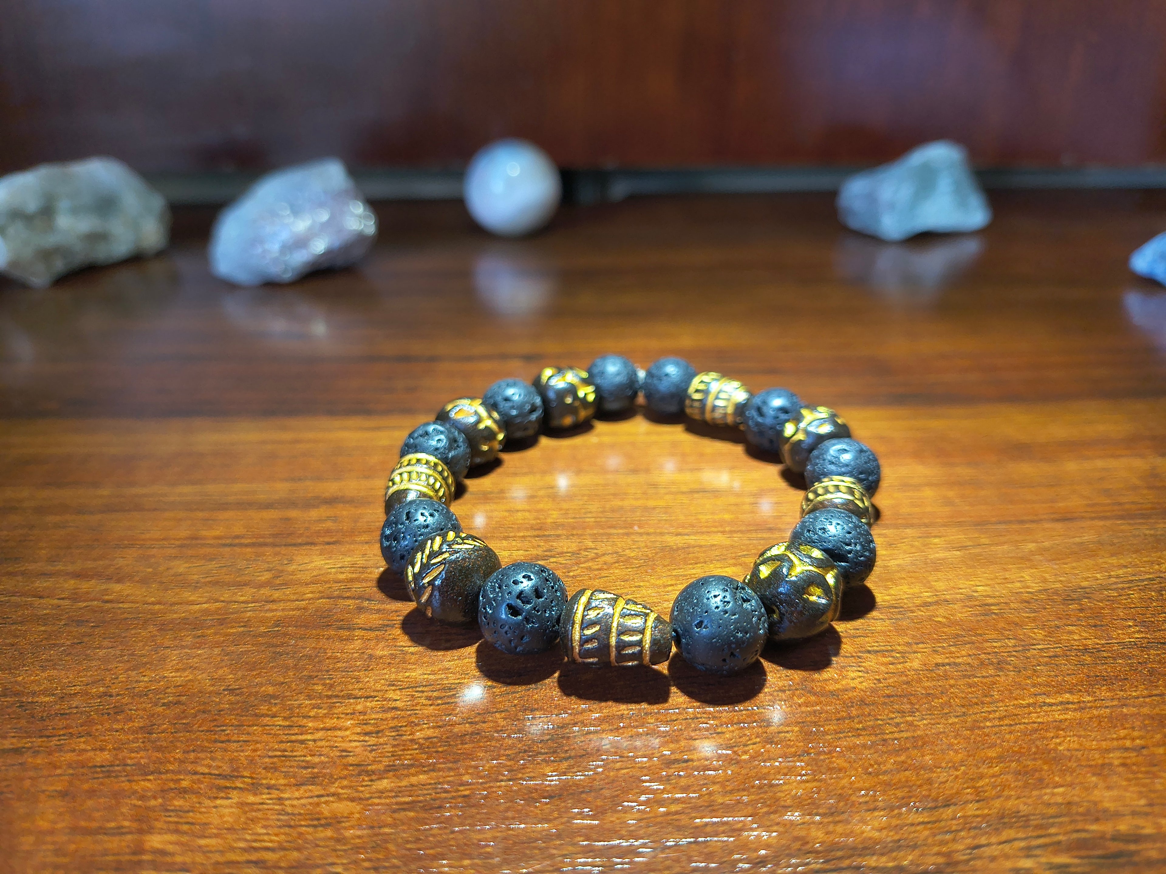lave stone and clay bead bracelet