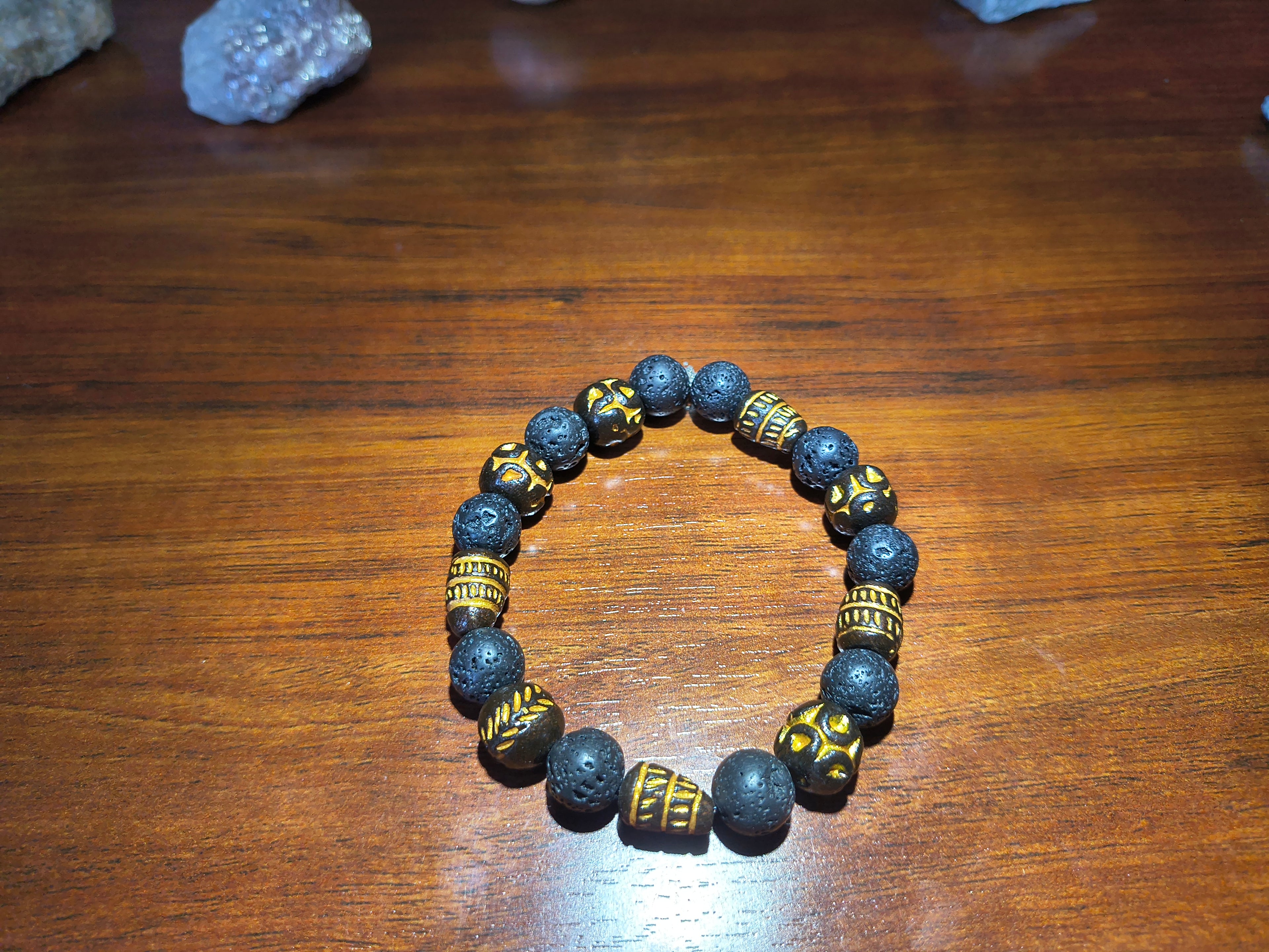 lave stone and clay bead bracelet