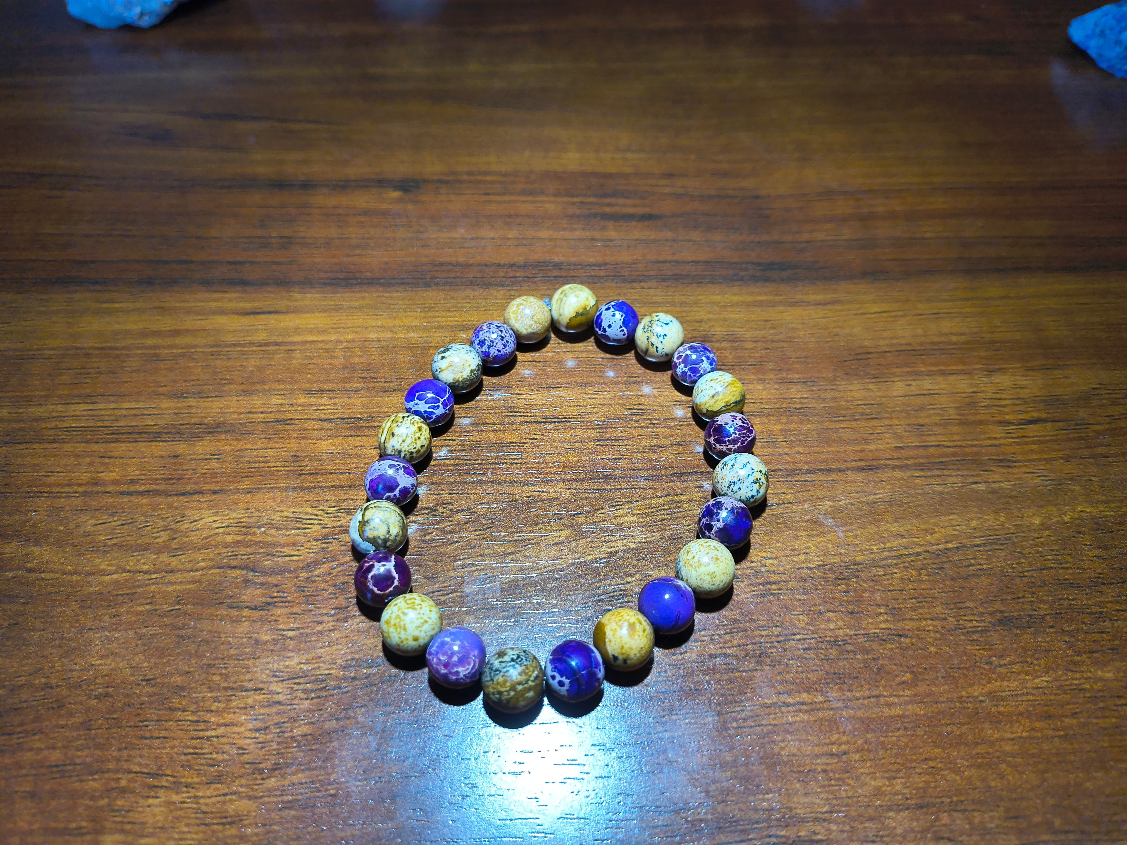 Purpurite and picture Jasper crystal bracelet