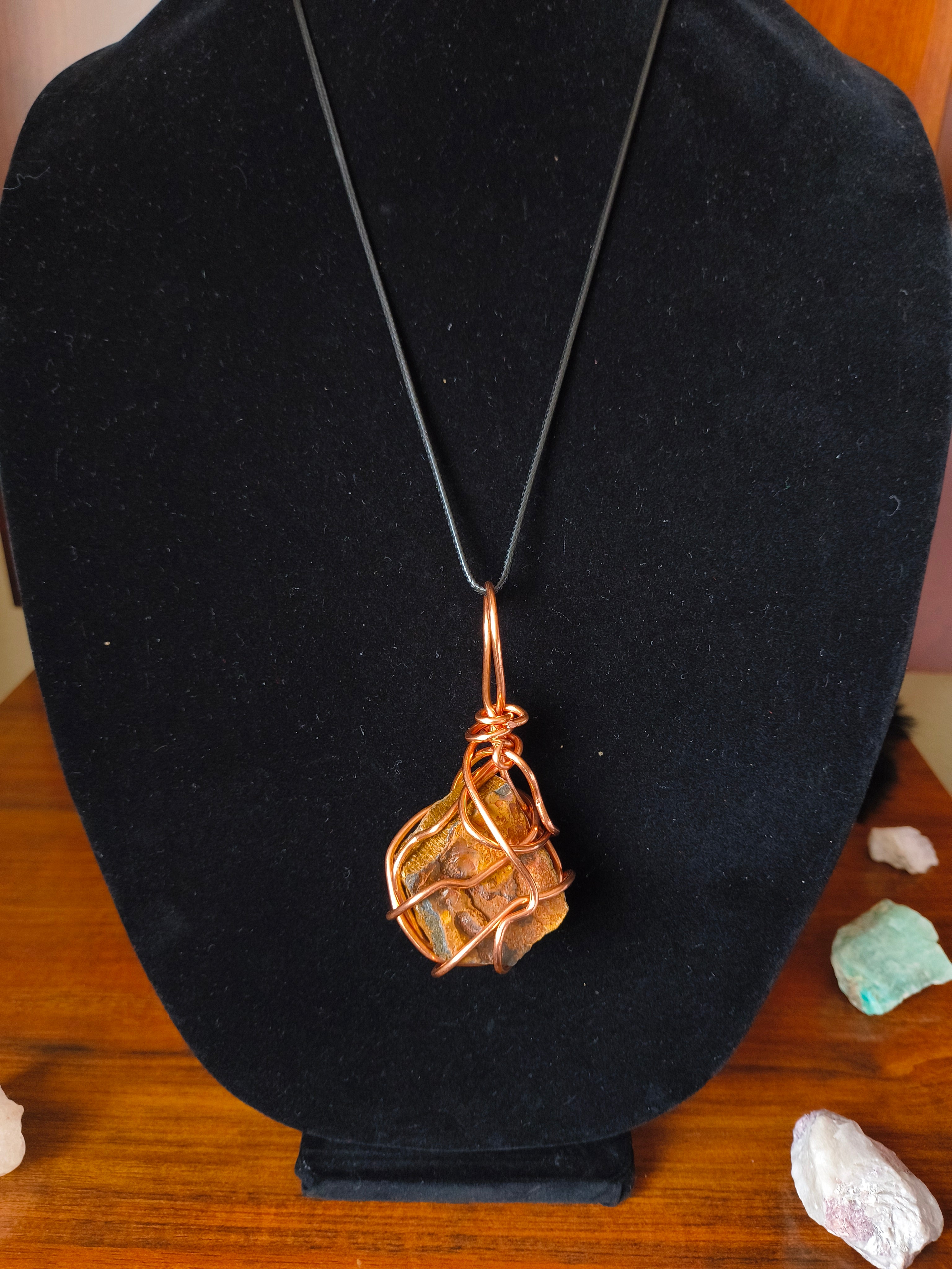 Raw tiger eye crystal necklace