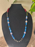 Clay beads with hematite crystal bead necklace