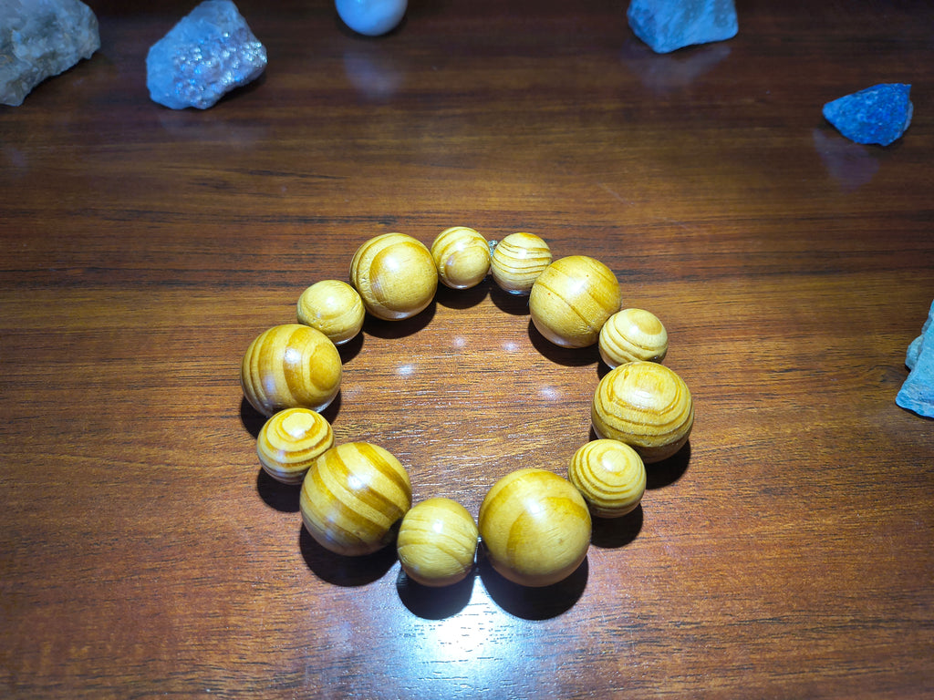 Light wood bead bracelet