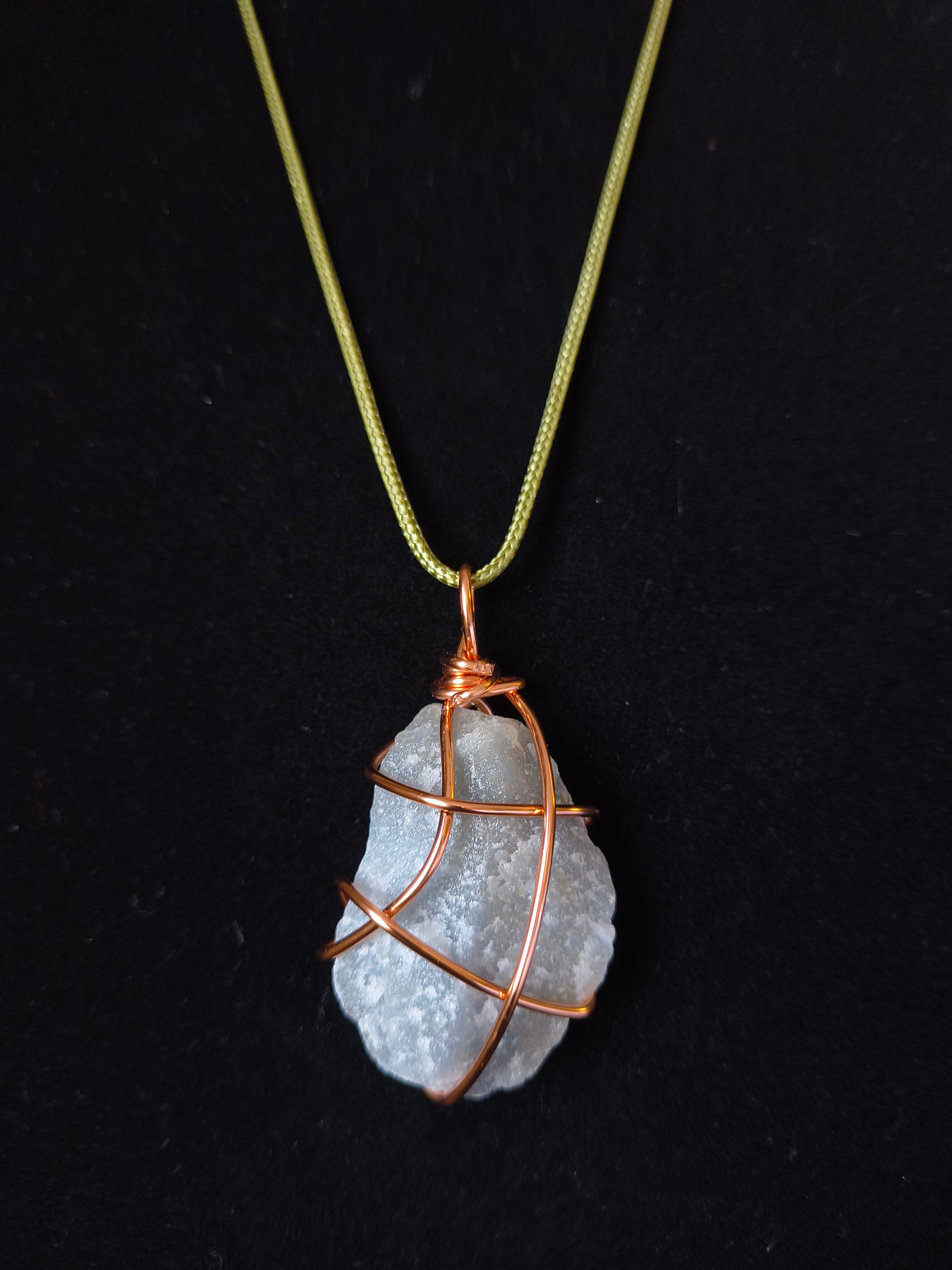 Raw green aventurine crystal necklace