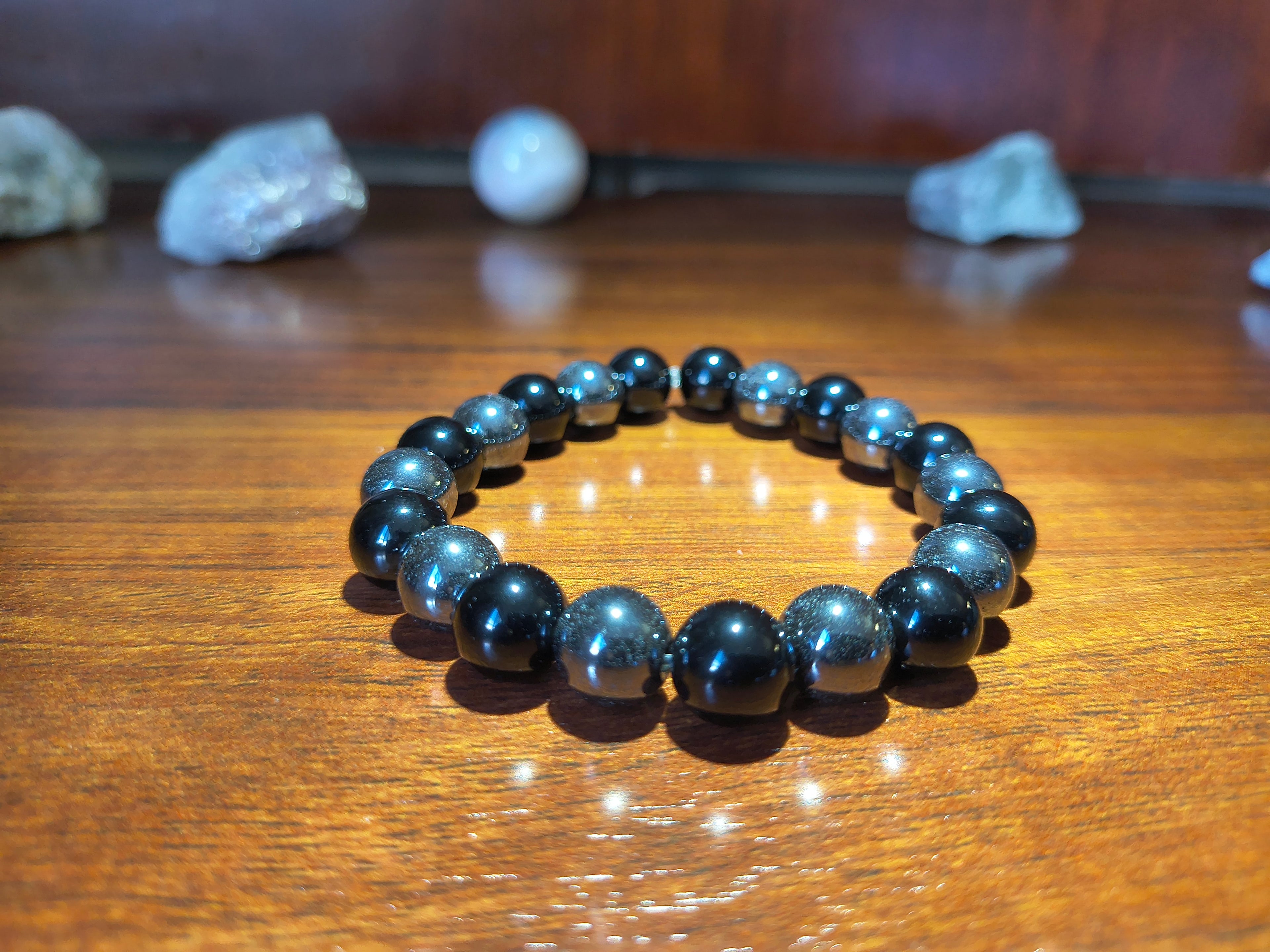 Black jasper and hematite crystal bracelet