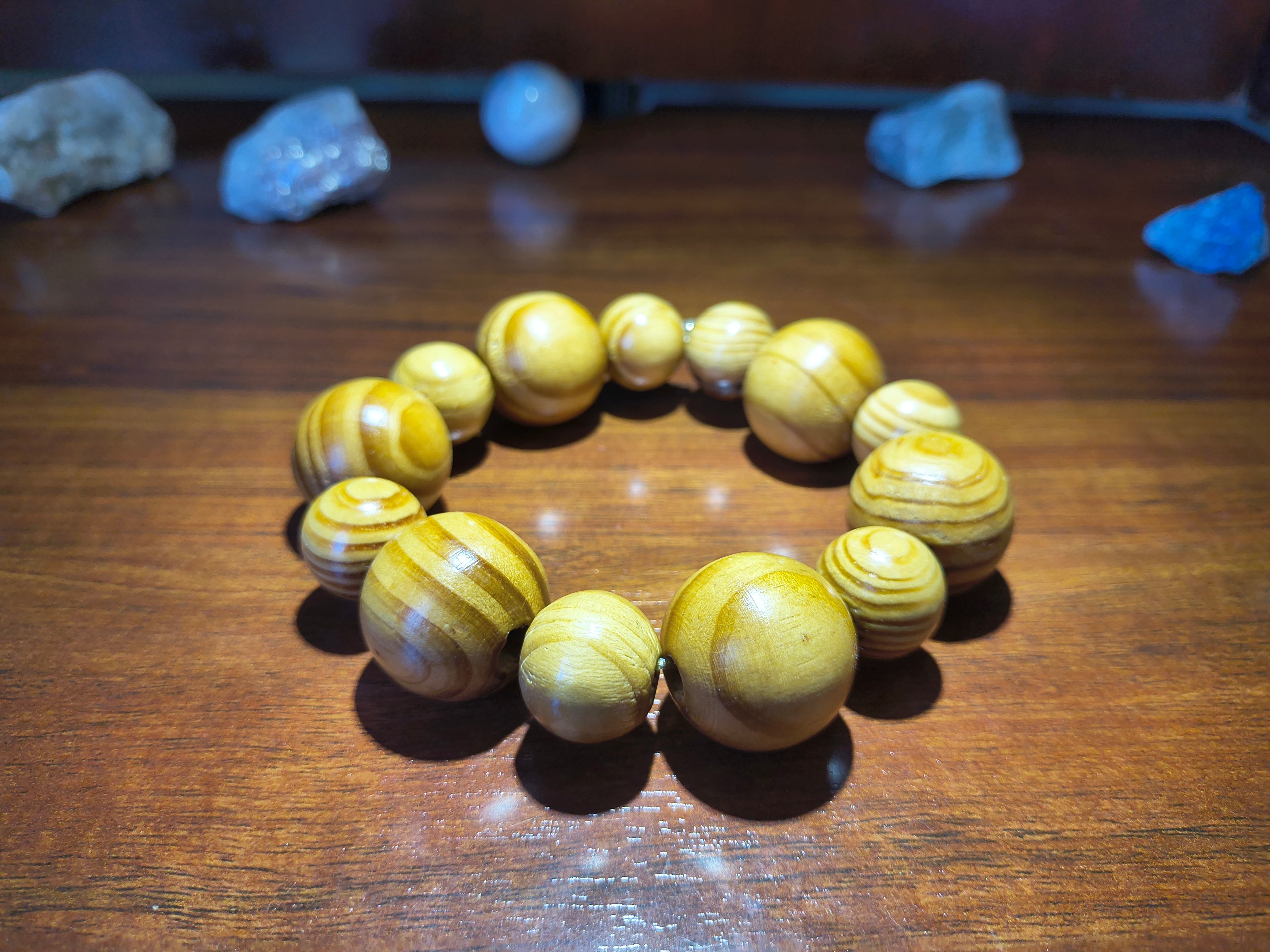 Light wood bead bracelet