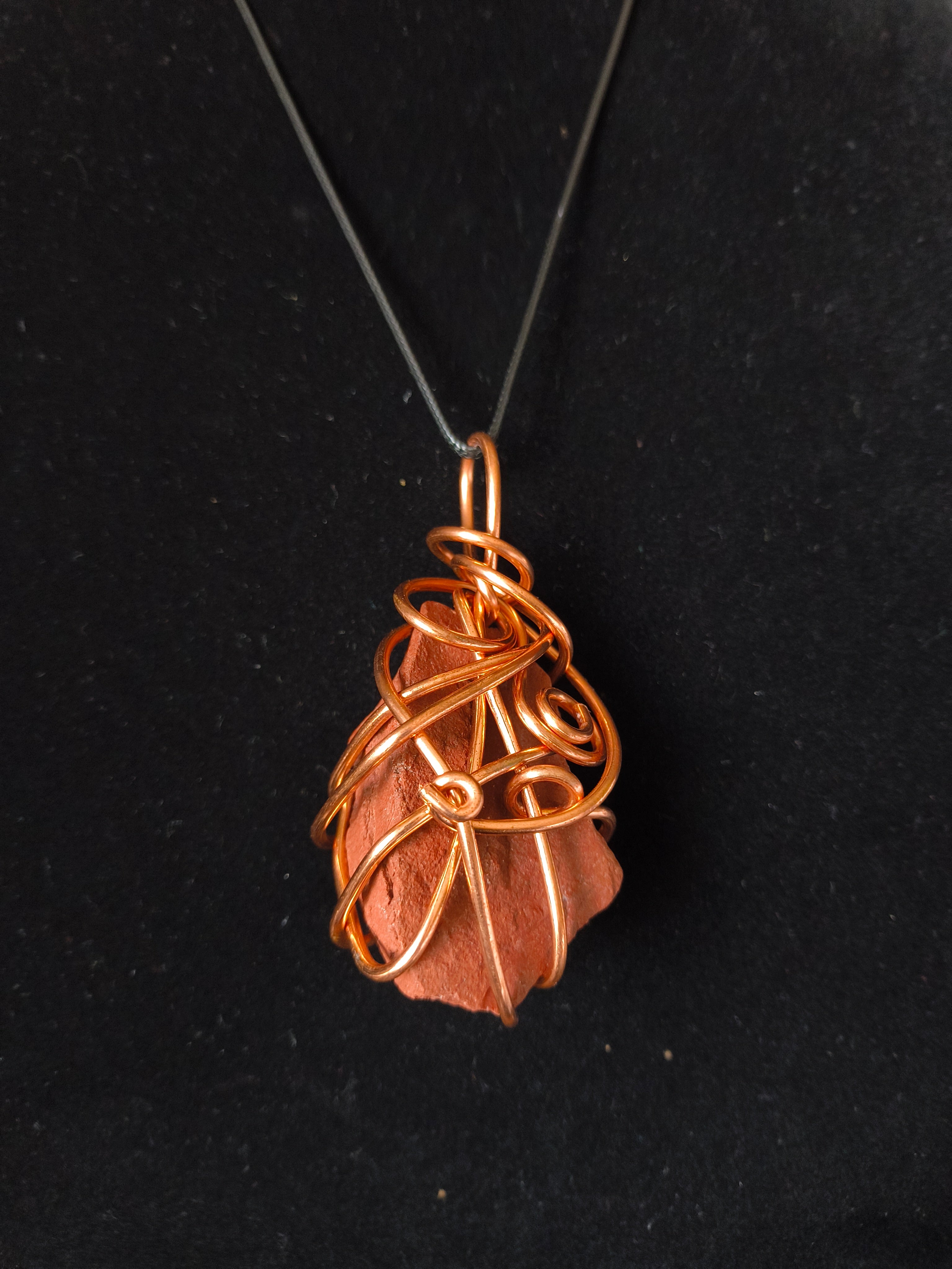 Raw red jasper crystal necklace