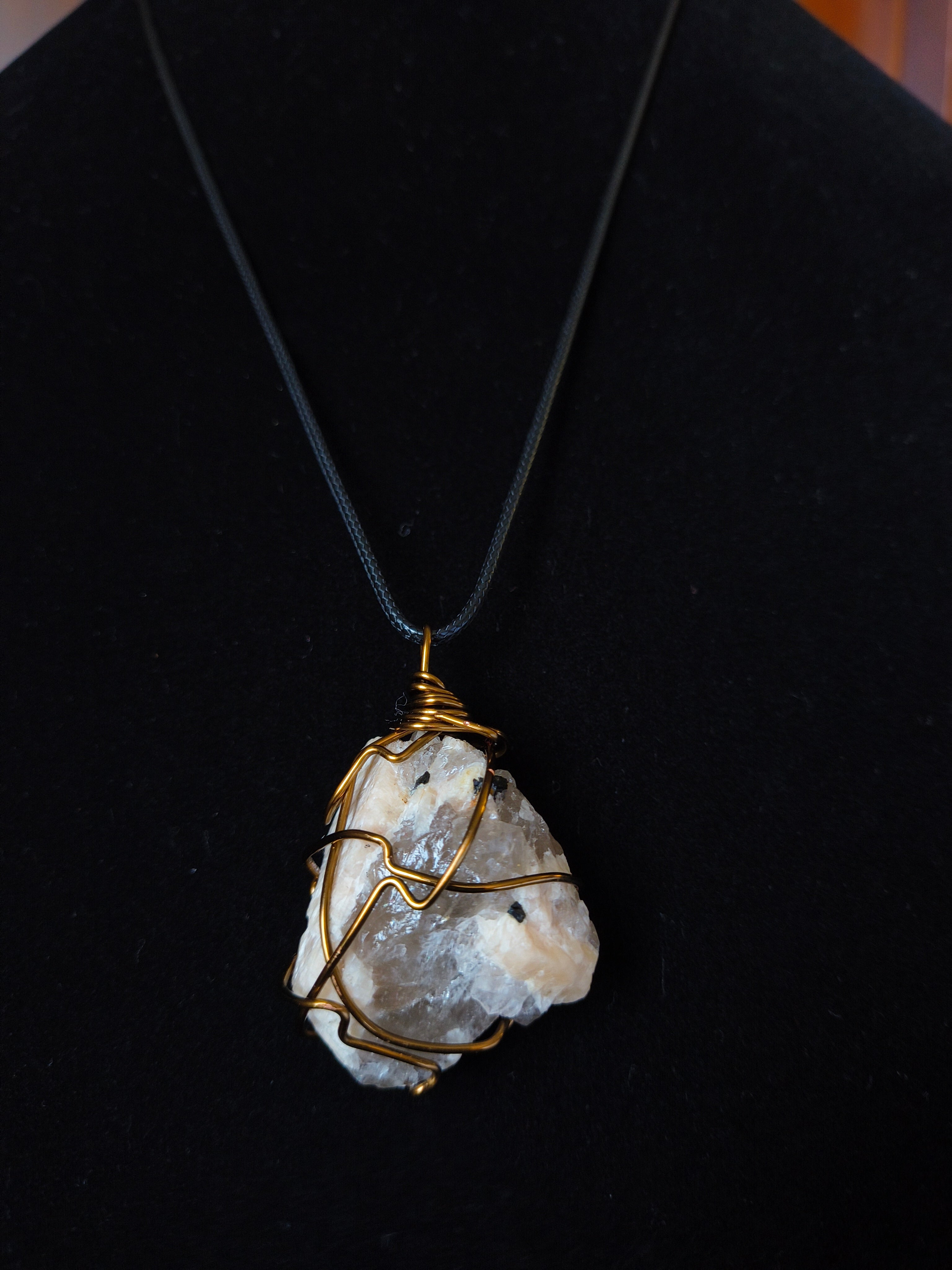 Raw moonstone crystal necklace