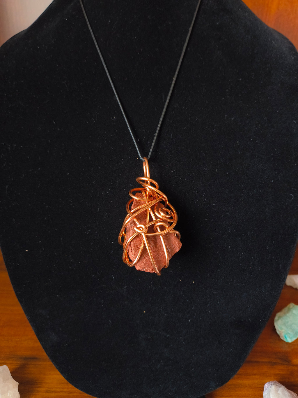 Raw red jasper crystal necklace