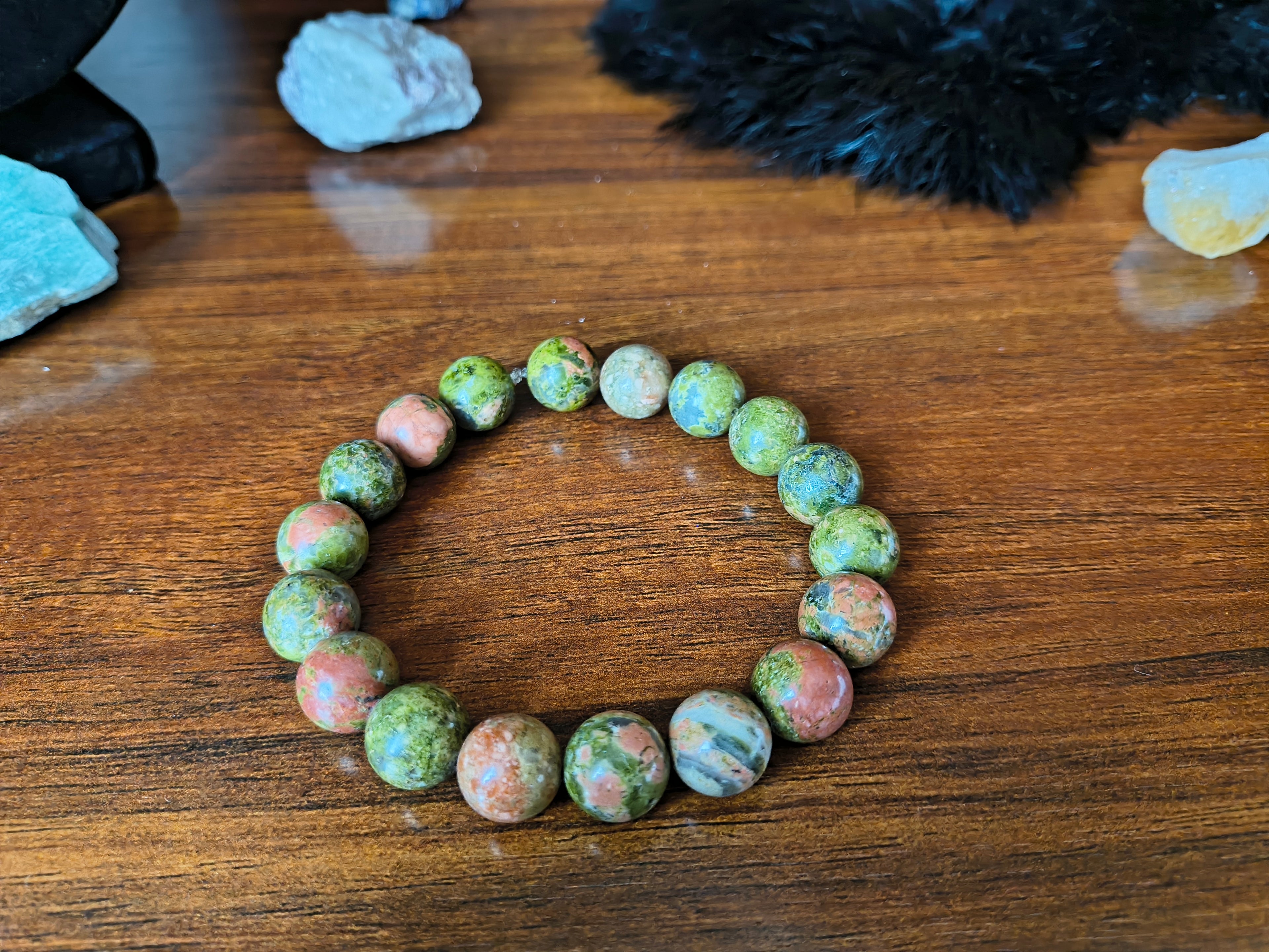 Unikite jasper crystal bracelet