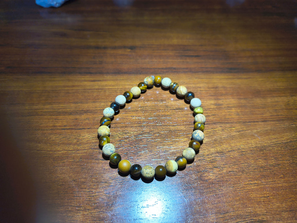 Tiger eye and picture jasper crystal bracelet
