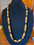 All natural wooden bead necklace with zodiac sign wood beads
