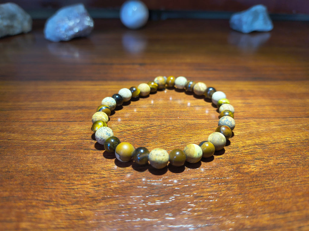 Tiger eye and picture jasper crystal bracelet